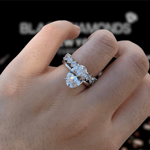 Oval Cut Simulated Diamond Solitaire Wedding Set - Black Diamonds New York