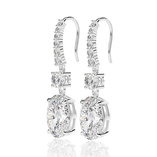 Oval Cut Sona Simulated Diamond Drop Earrings - Black Diamonds New York