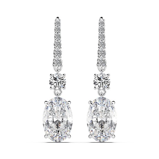 Oval Cut Sona Simulated Diamond Drop Earrings - Black Diamonds New York