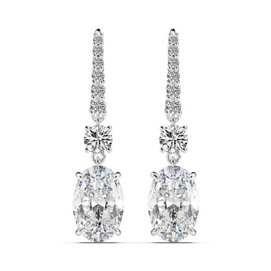 Oval Cut Simulated Diamond Drop Earrings-Black Diamonds New York