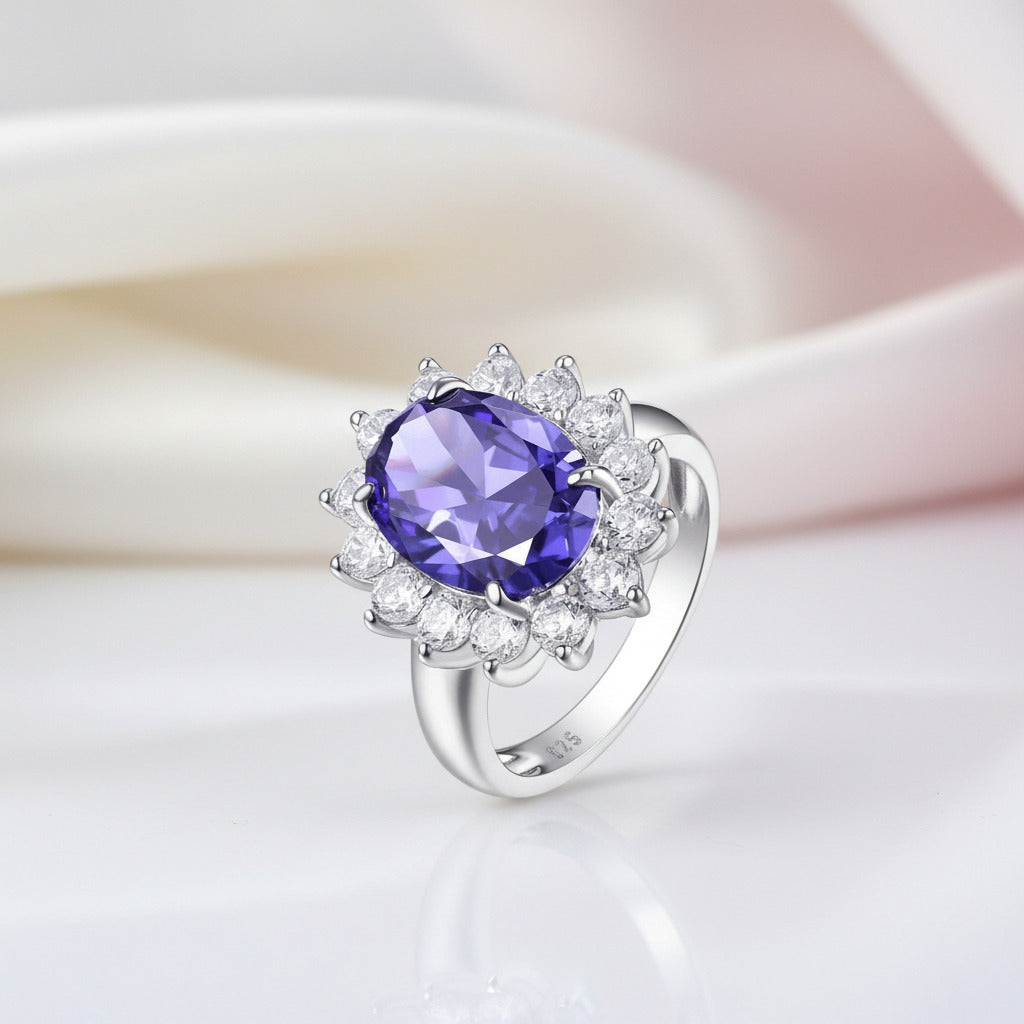Blue Oval-cut Diamond Option Halo Engagement Ring-Black Diamonds New York