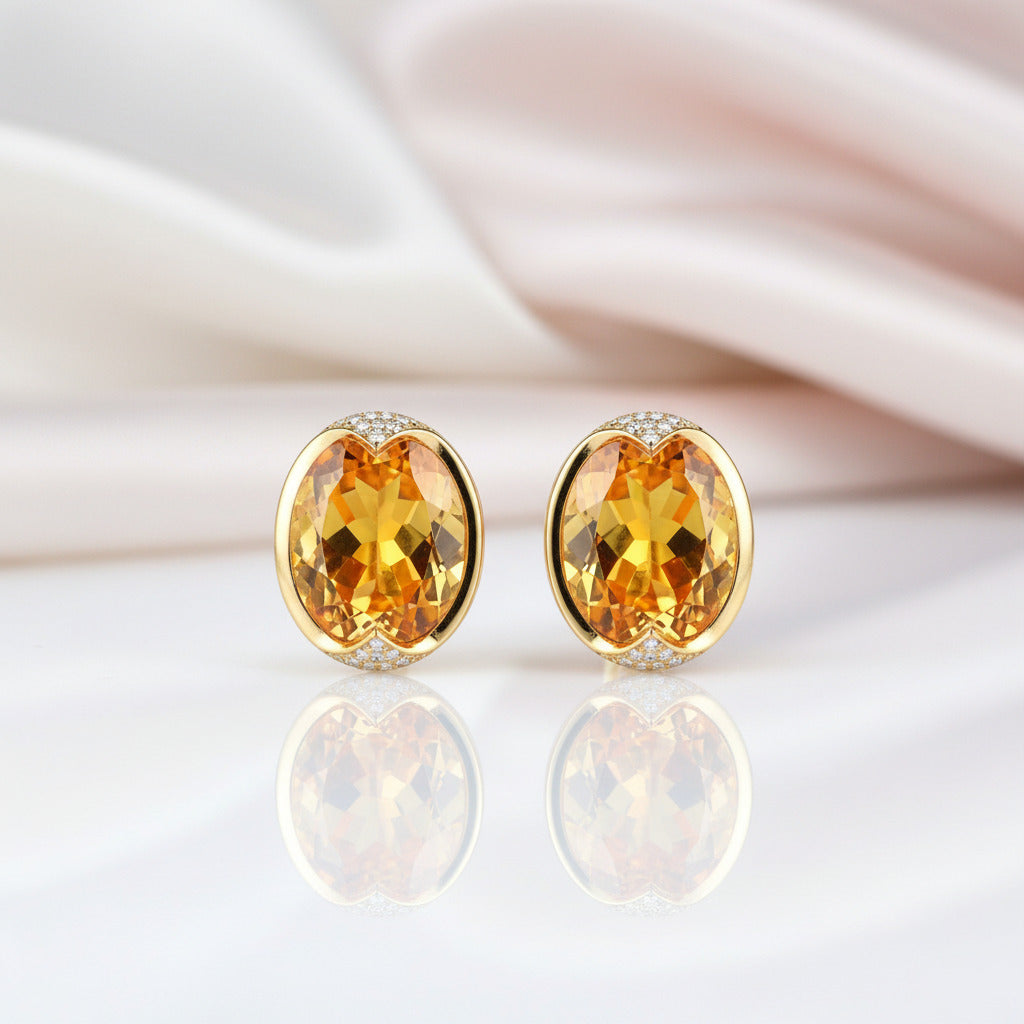 Oval-Cut Royal Yellow Diamond Option Stud Earring-Black Diamonds New York
