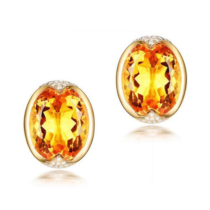Oval Royal Yellow EVN Stone Stud Earring-Black Diamonds New York