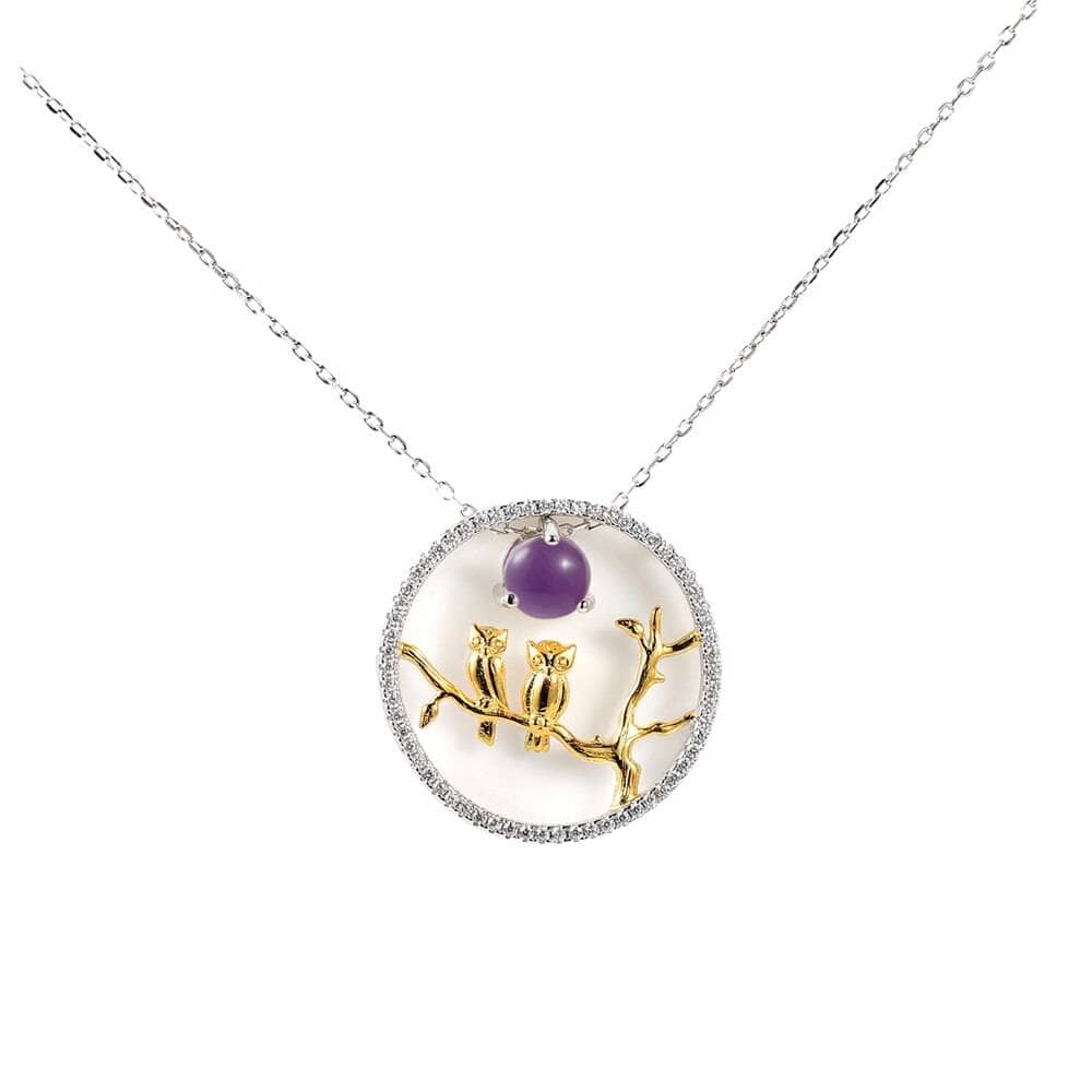 Owl Moon Amethyst and Ethiopia Opal Necklaces-Black Diamonds New York
