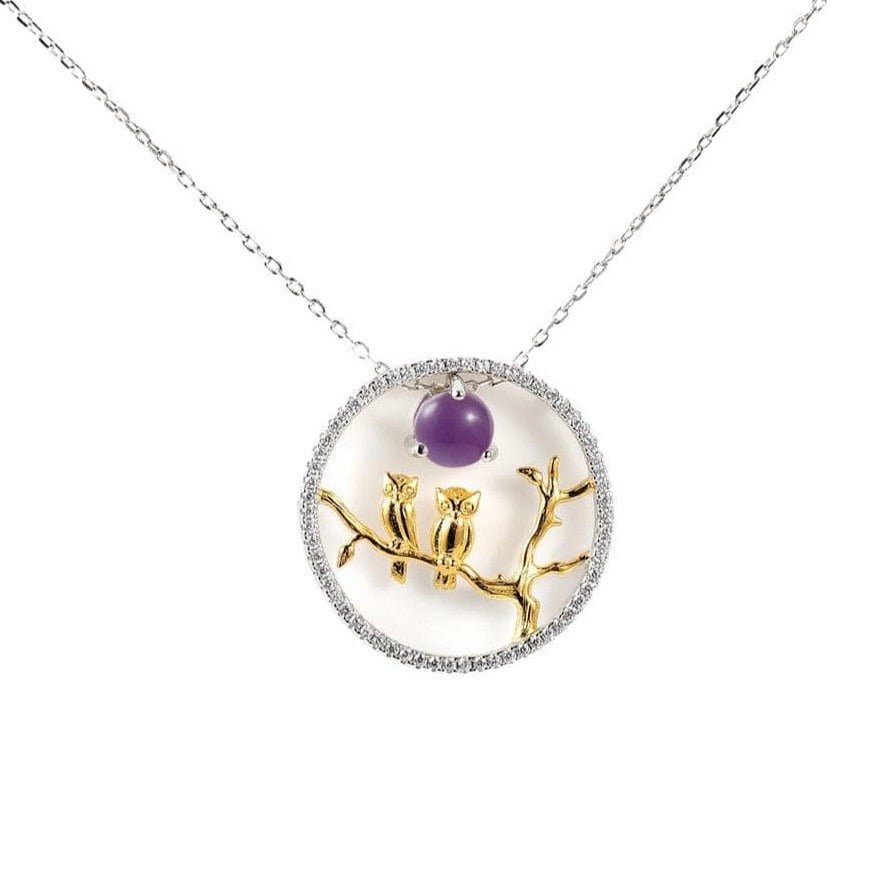 Owl Moon Amethyst and Ethiopia Opal Necklaces-Black Diamonds New York