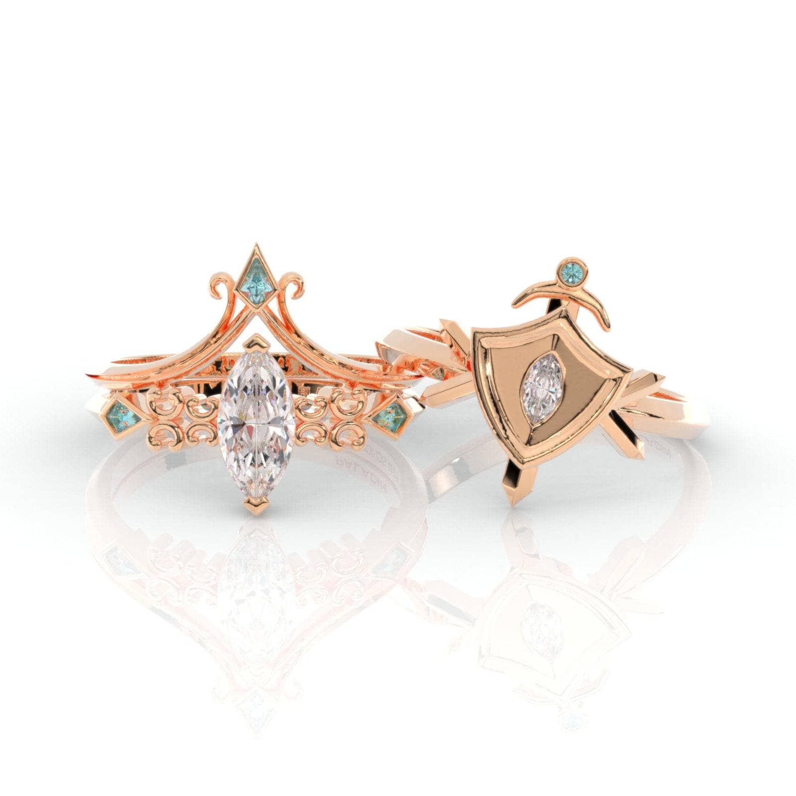 Paladin's 2 piece Ring Set (Women)- 14k Yellow Gold Video Game Inspired ...