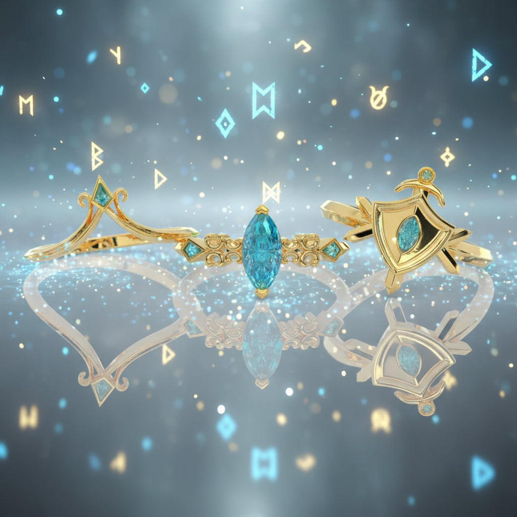 Paladin's 2 piece Ring Set (Women)- 14k Yellow Gold Video Game Inspired ...