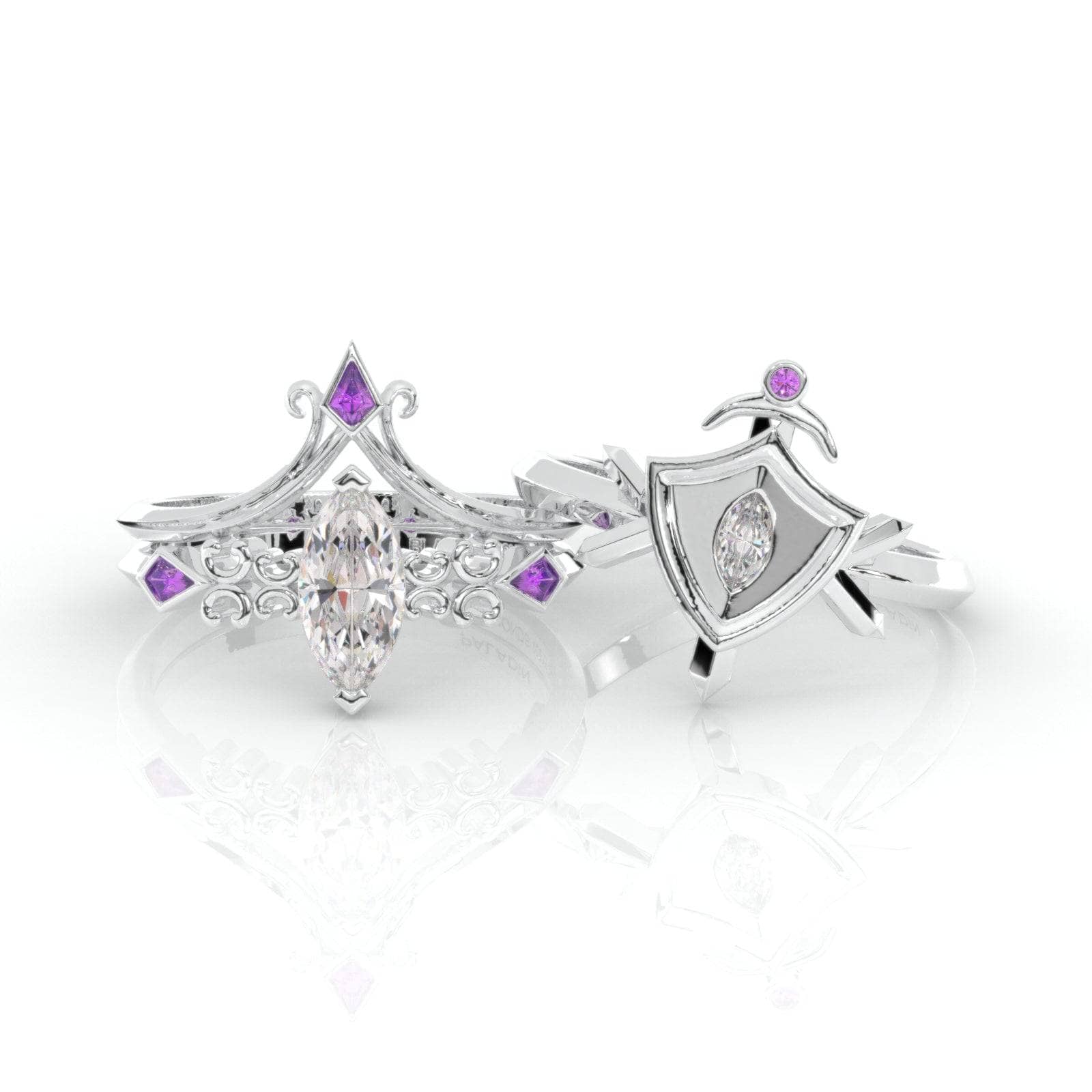 Paladin's 2 piece Ring Set (Women)- 14k Yellow Gold Video Game Inspired ...