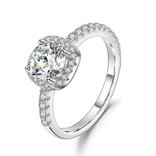 Pave Moissanite Diamond Halo Engagement Ring-Black Diamonds New York