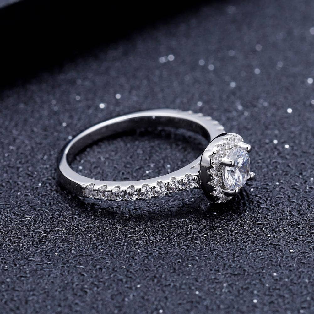 Pave Moissanite Diamond Halo Engagement Ring - Black Diamonds New York