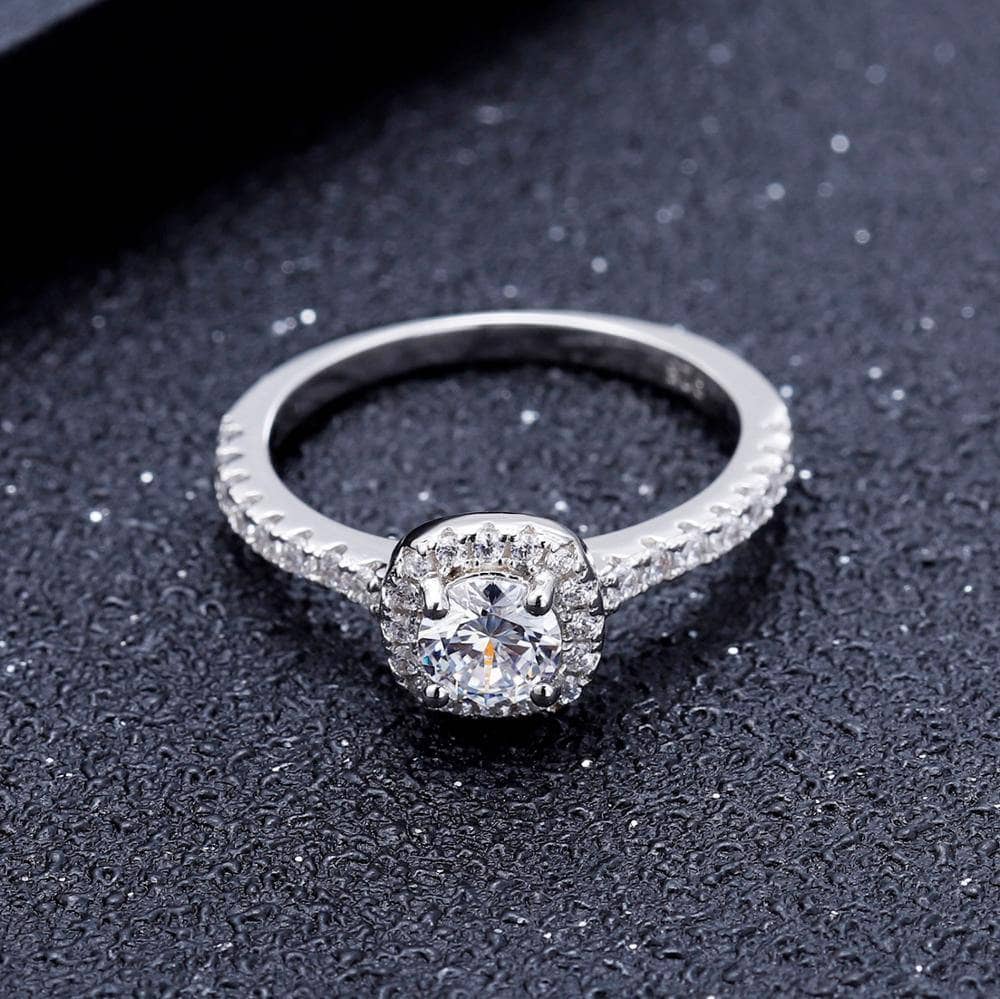 Pave Moissanite Diamond Halo Engagement Ring - Black Diamonds New York