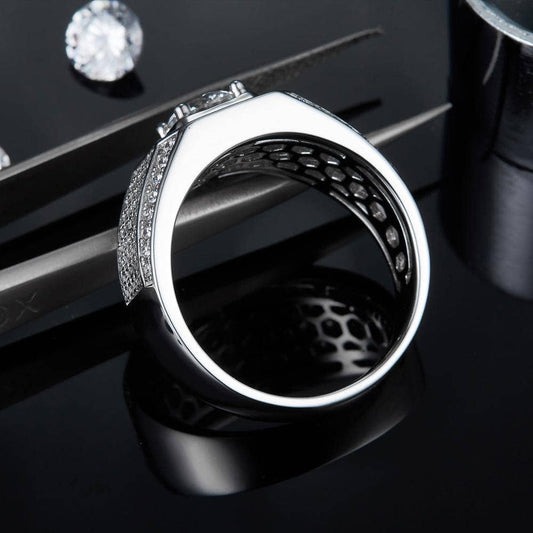 Pave Set Brilliant Diamond Men's Diamond Ring-Black Diamonds New York