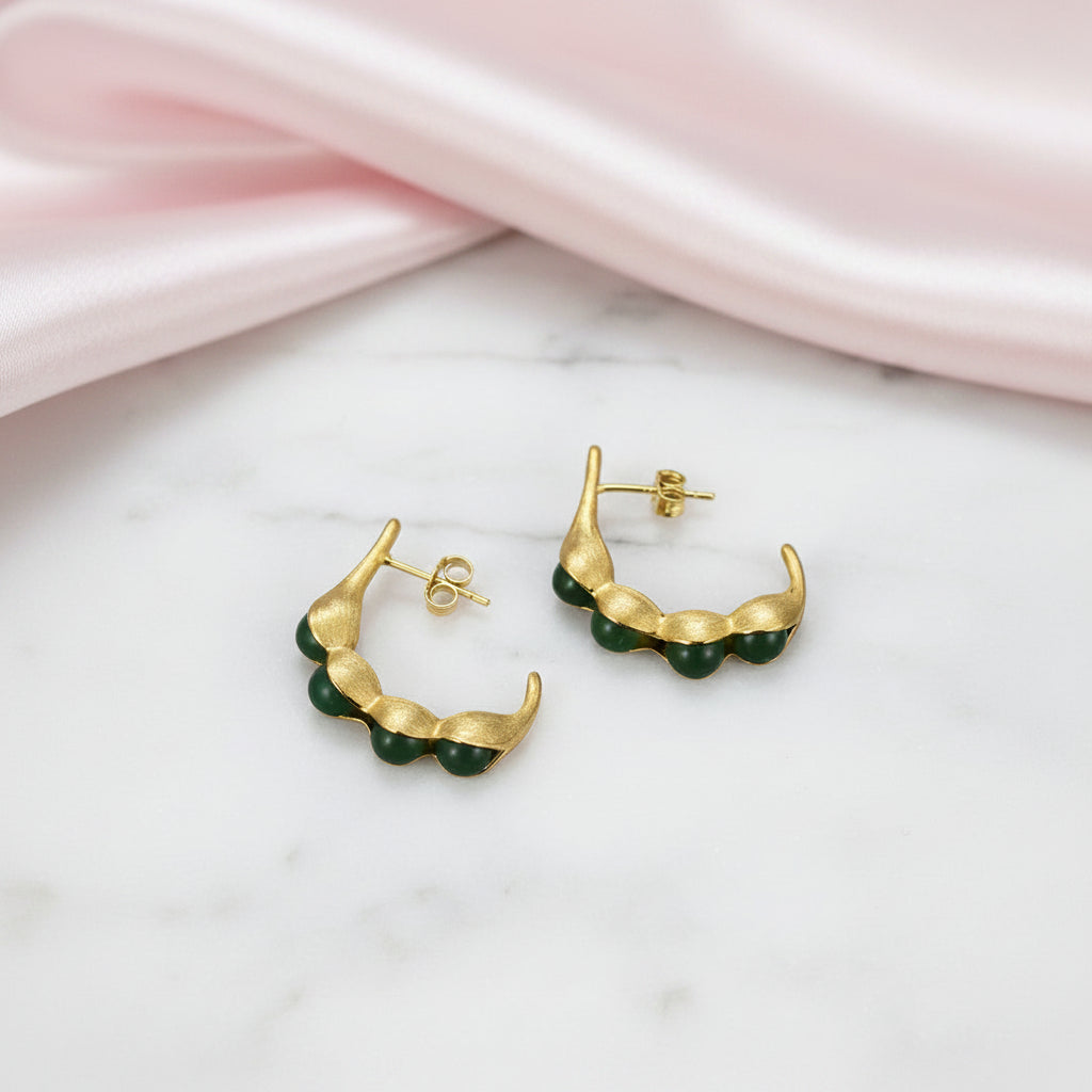 Pea Pods Drop Earrings-Black Diamonds New York