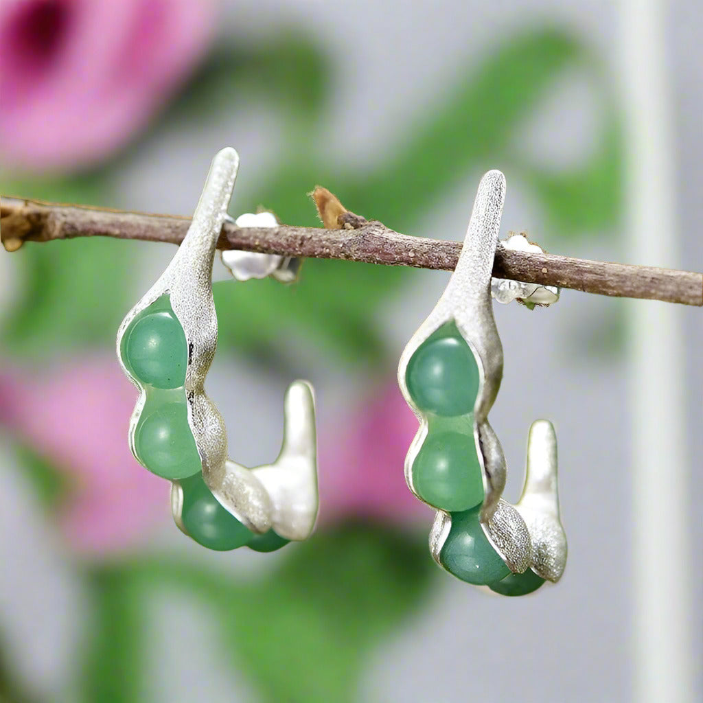 Pea Pods Drop Earrings-Black Diamonds New York