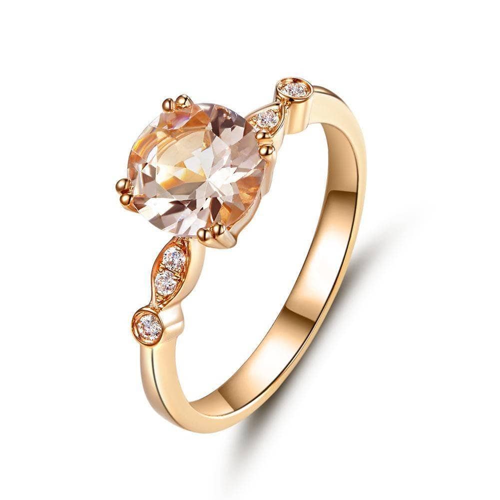 Peach Morganite 14K Rose Gold Natural Diamond Ring-Black Diamonds New York