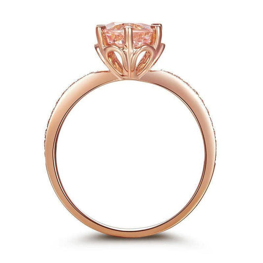 Peach Morganite Natural Diamonds 14K Rose Gold Ring