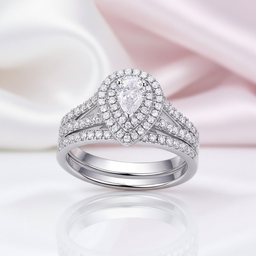 Pear Cut 1.2 Carat Diamond Option Ring Set-Black Diamonds New York