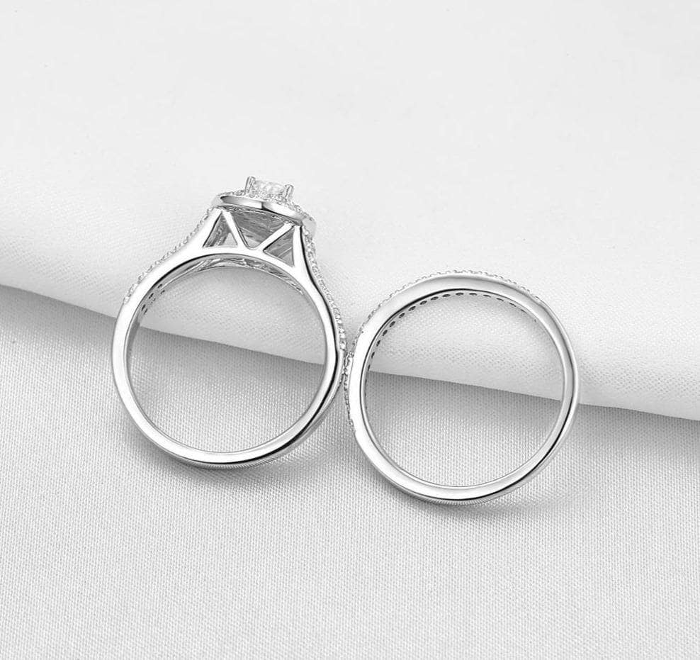 Pear Cut 1.2 Carat Created Diamond Ring Set- Black Diamonds New York-Black Diamonds New York