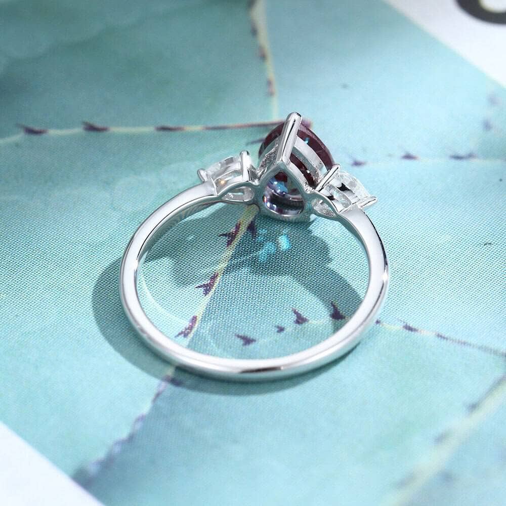 Pear Cut Alexandrite with Diamond Engagement Ring-Black Diamonds New York