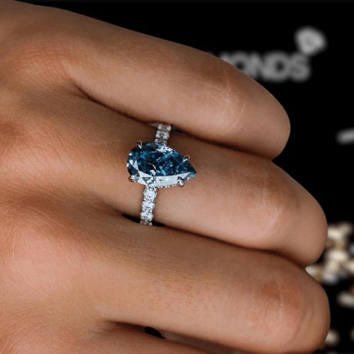 Pear Cut Blue Sapphire Engagement Ring - Black Diamonds New York