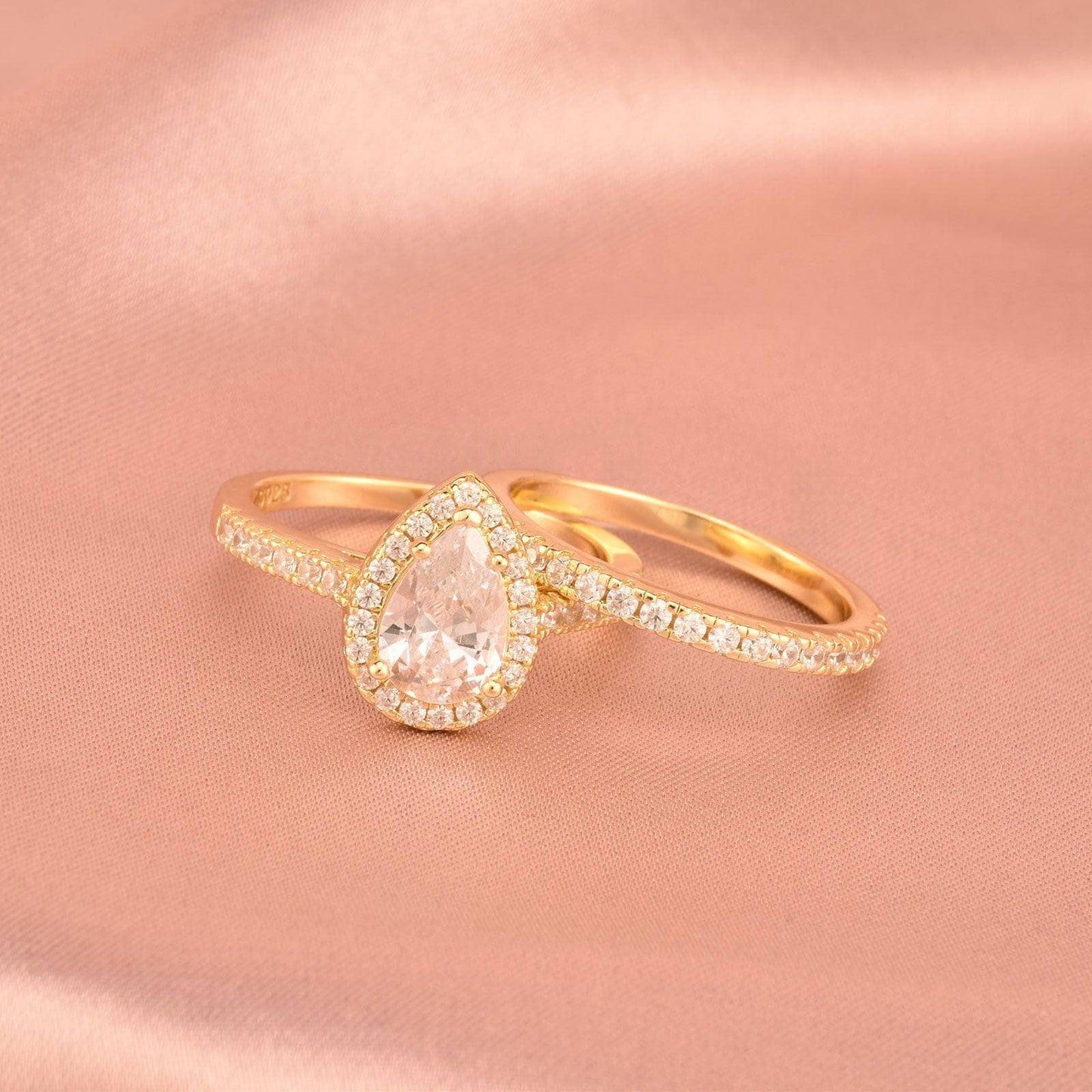 Pear Cut Created Diamond Wedding Ring Set-Black Diamonds New York