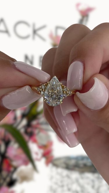Pear Cut Diamonds Engagement Ring-Black Diamonds New York