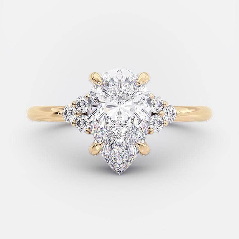 Pear Cut Moissanite Diamonds Engagement Ring-Black Diamonds New York