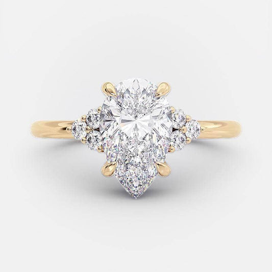Pear Cut Simulated Diamonds Engagement Ring - Black Diamonds New York