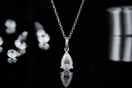 Pear Diamond Stud Earrings and Necklace-Black Diamonds New York