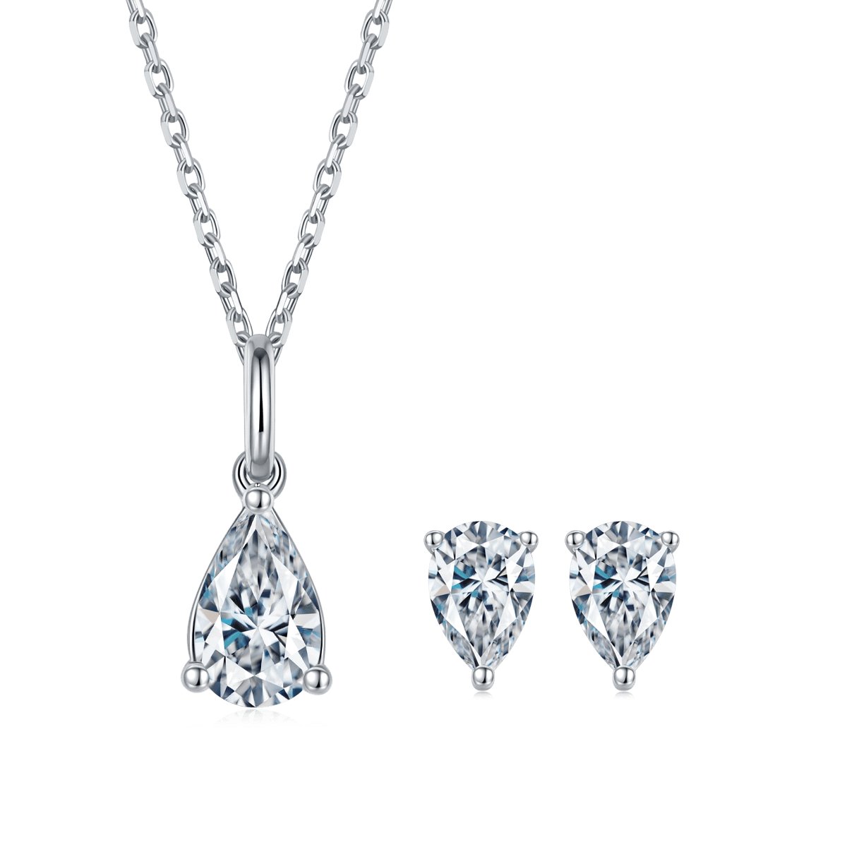 Pear Moissanite Stud Earrings and Necklace-Black Diamonds New York