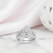 Pear Shape Round Cut Diamond Option Vintage Ring Set-Black Diamonds New York