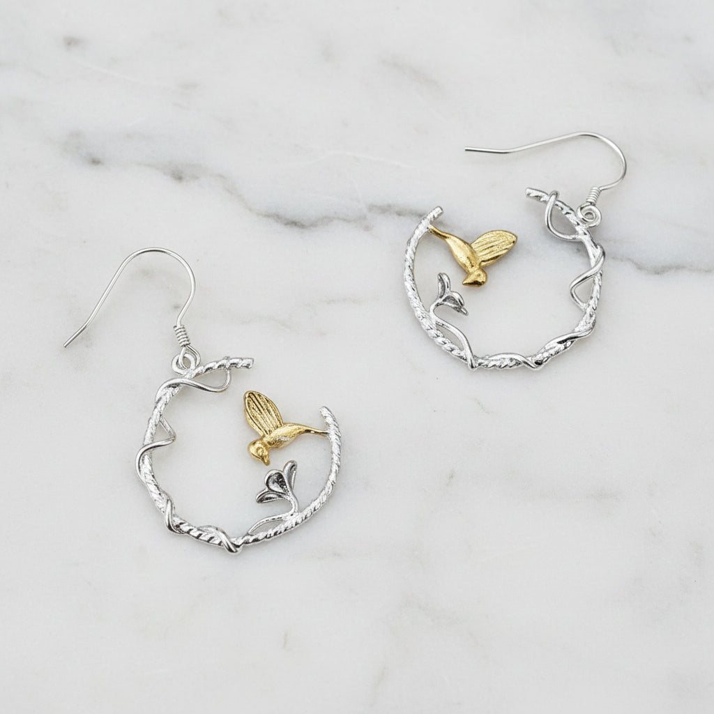 Perfect Lovely Bird Drop Earrings-Black Diamonds New York