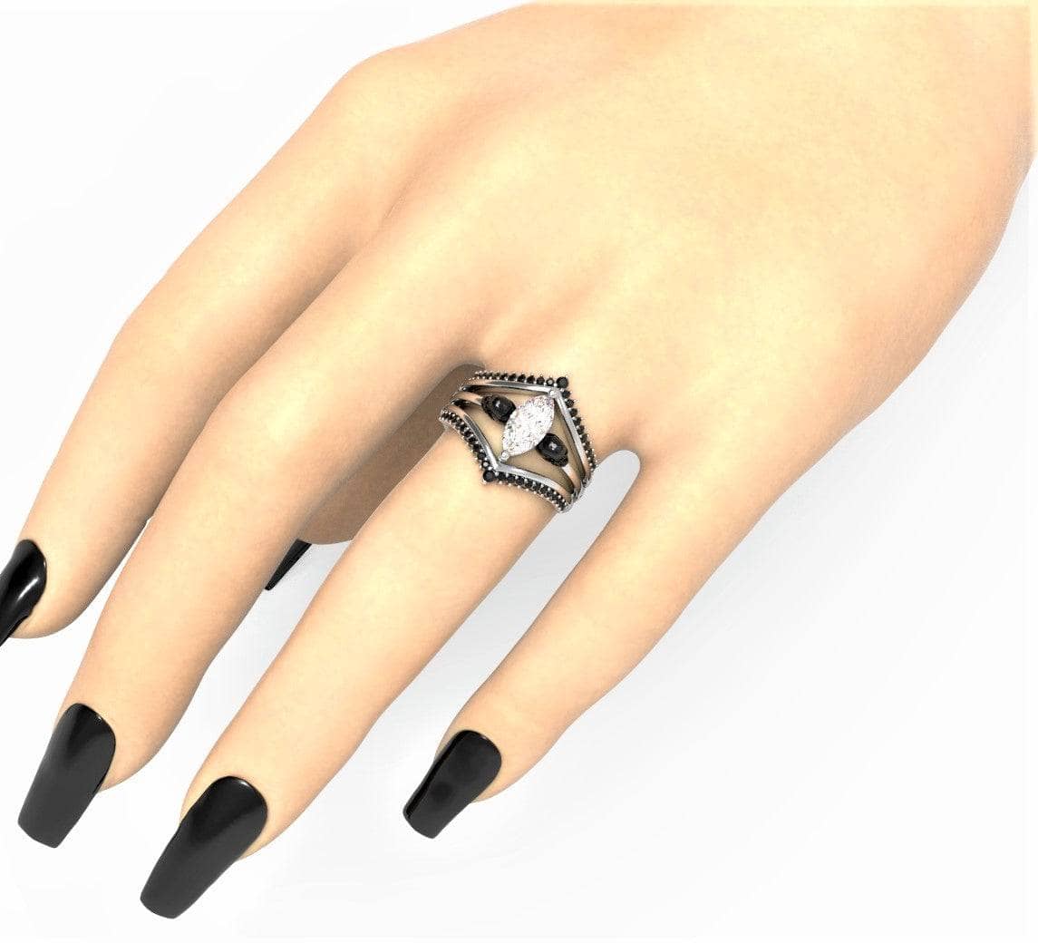 Perfect Match- Marquise Cut EVN™ Diamond Insert Skull Engagement Rings - Black Diamonds New York
