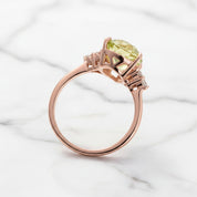 Peridot Pear Cut Simulated Diamond Option Engagement Ring-Black Diamonds New York