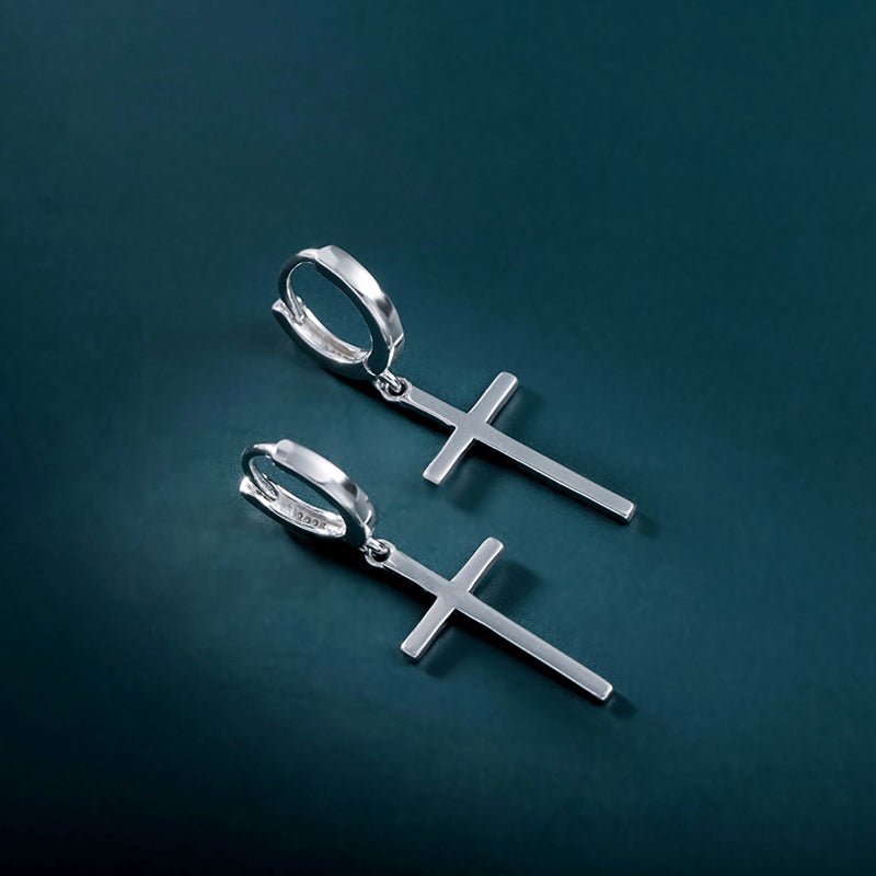 Personality Cross Hoop Earrings-Black Diamonds New York