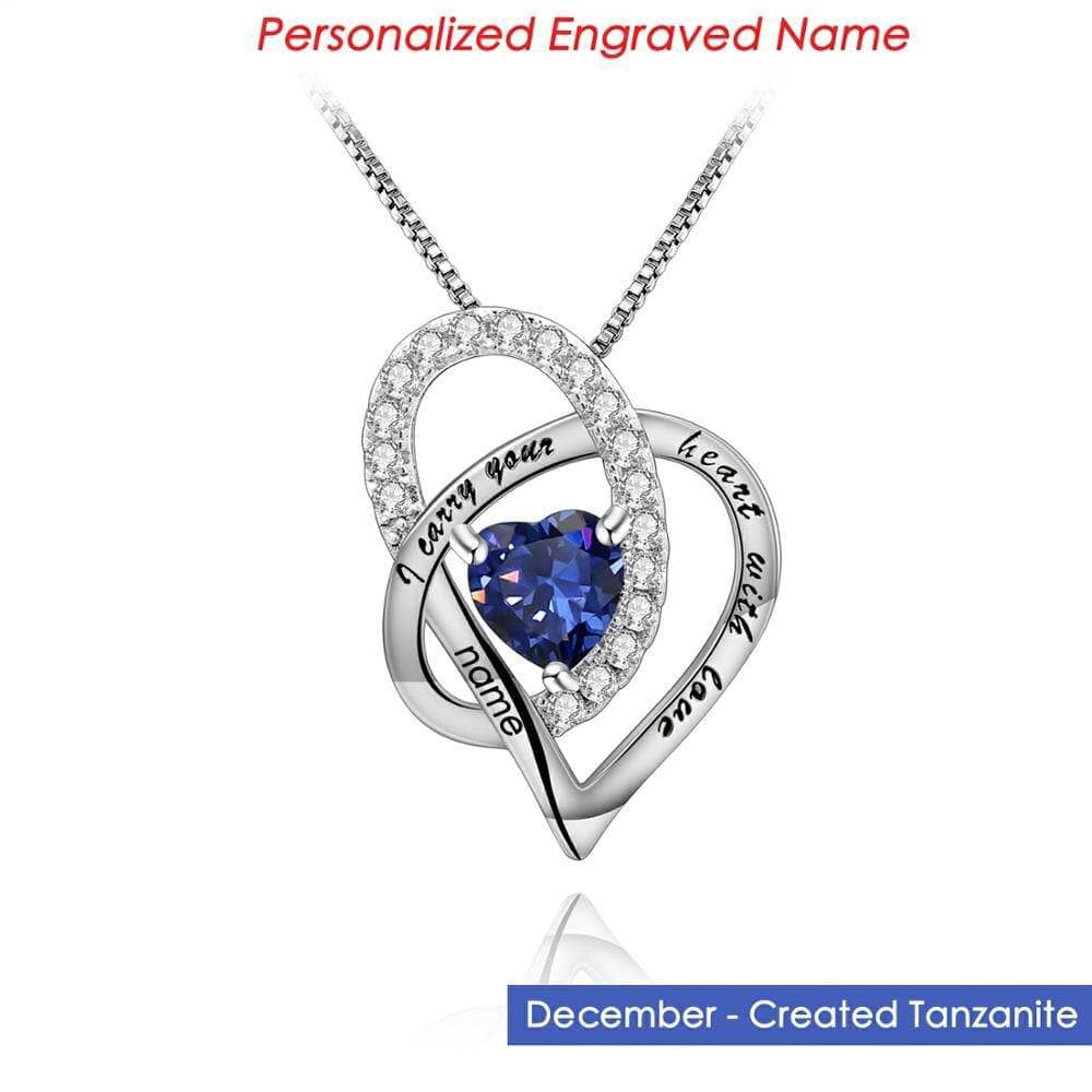 Personalized Engraved Name Birthstone Necklace
