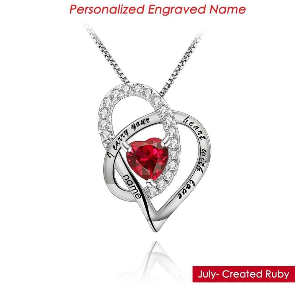 Personalized Engraved Name Birthstone Necklace