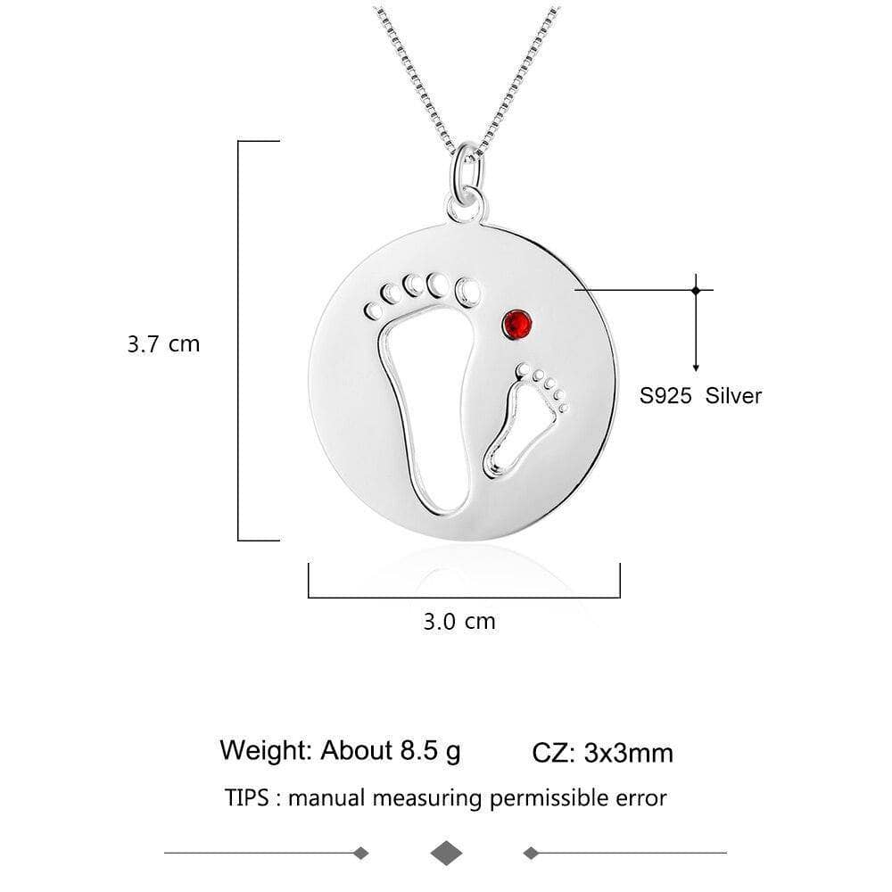 Personalized Footprint Necklace with Birthstone-Black Diamonds New York