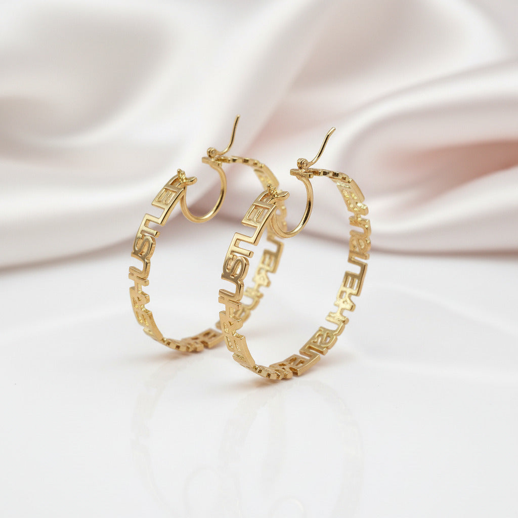 Personalized Letters Hoop Earrings-Black Diamonds New York