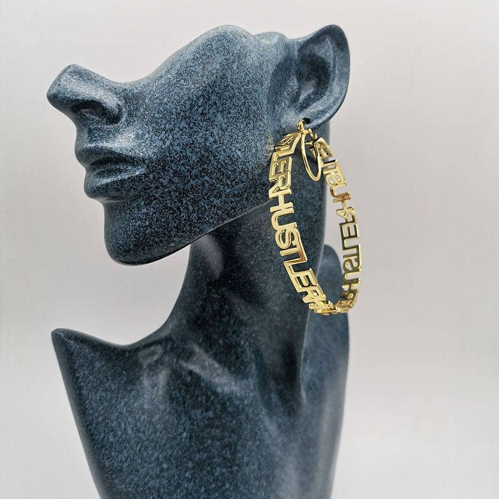 Personalized Letters Hoop Earrings-Black Diamonds New York