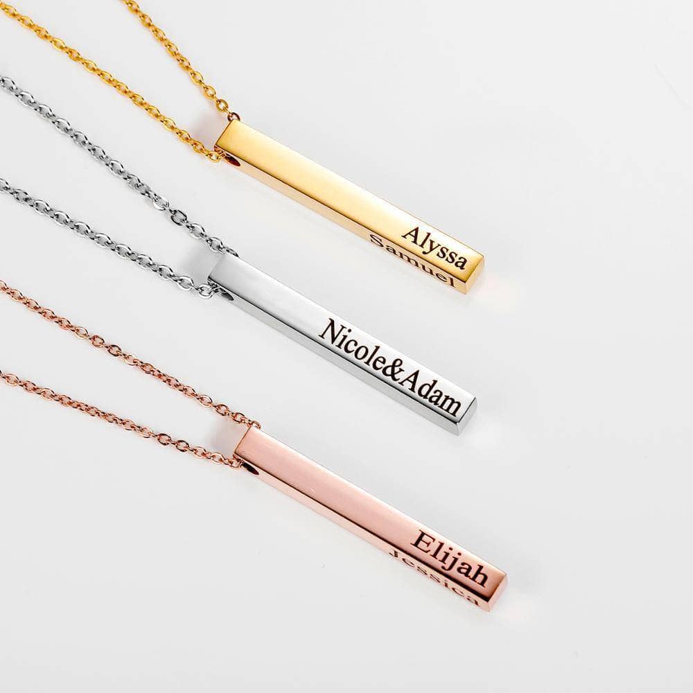 Personalized Necklace Vertical Bar Necklace - Black Diamonds New York