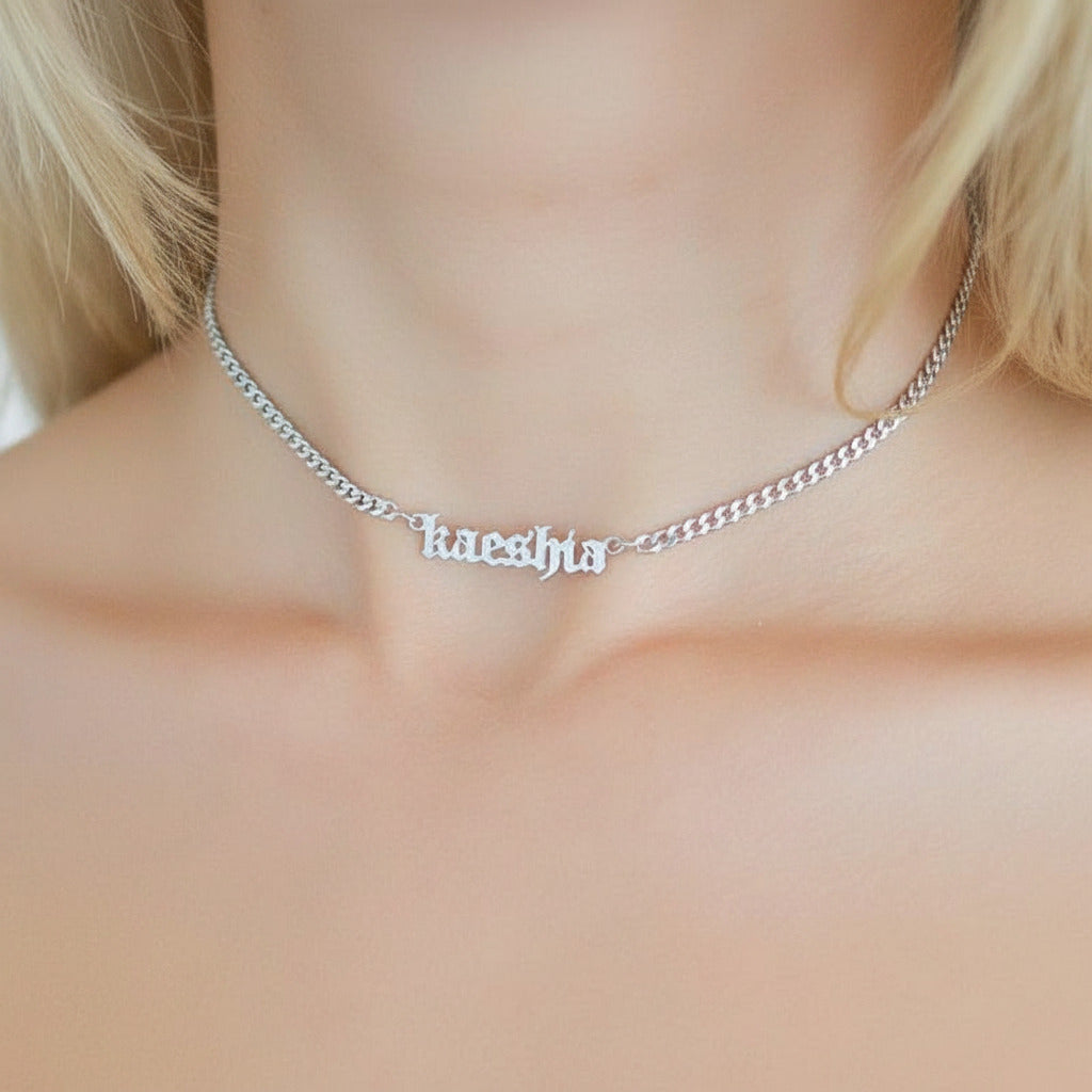Personalized Stainless Steel Necklace-Black Diamonds New York