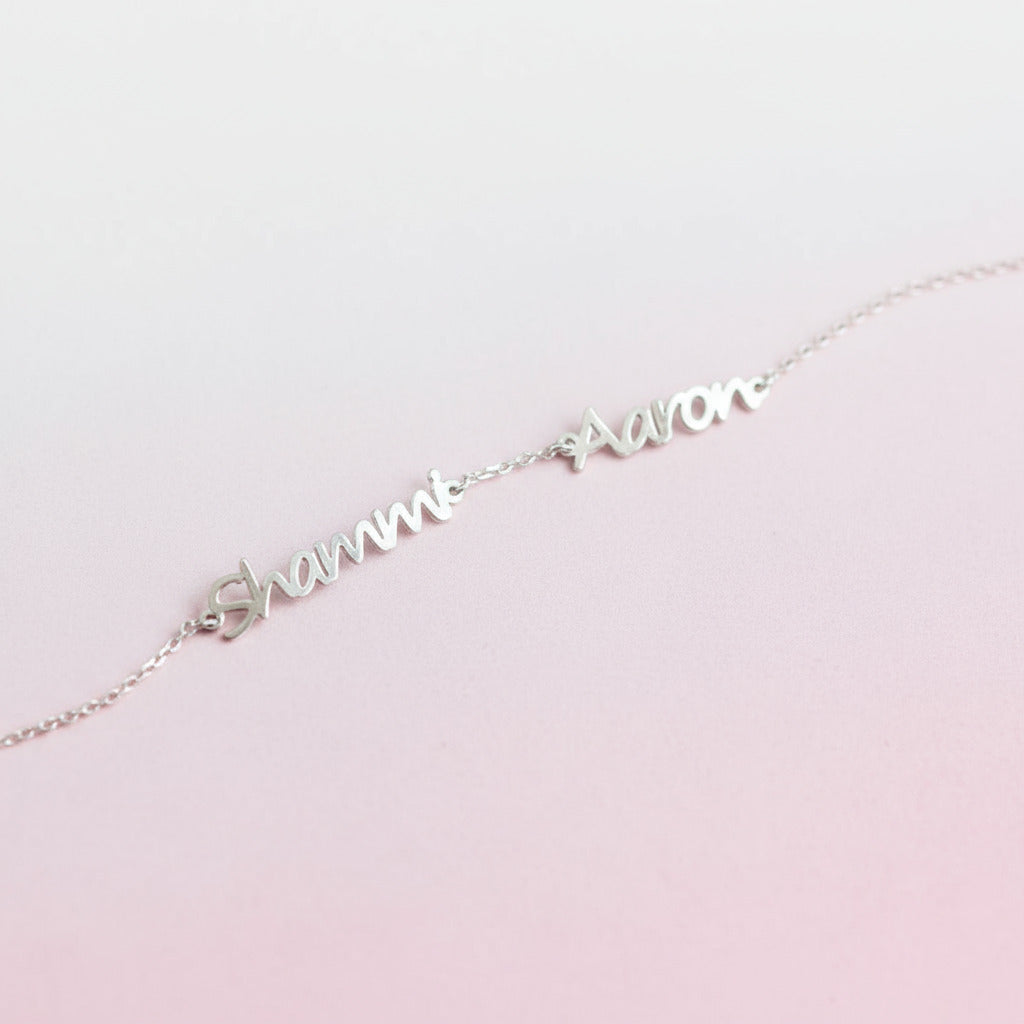 Personalized Three Name Bracelet-Black Diamonds New York