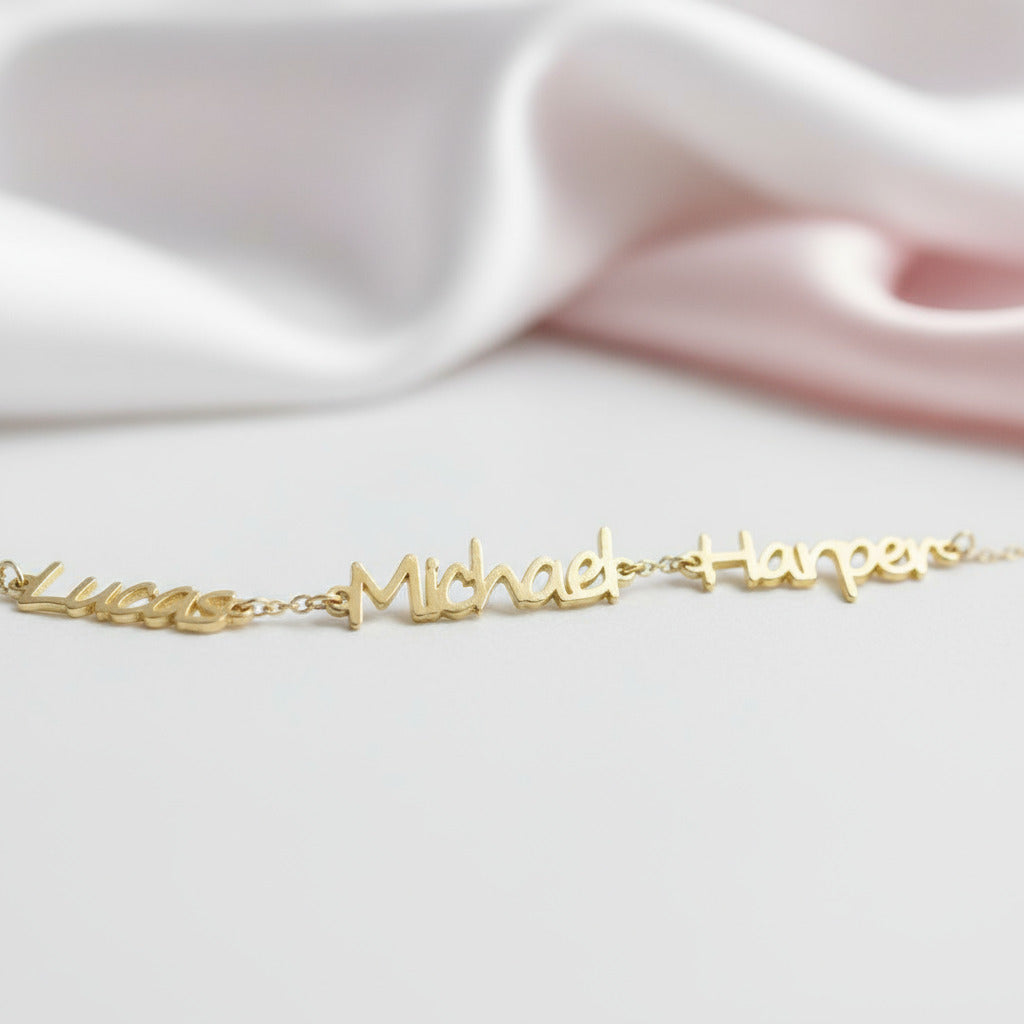 Personalized Three Name Bracelet-Black Diamonds New York