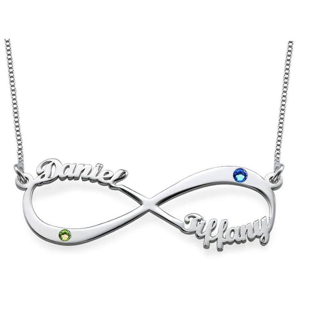 Personalized Two-Names Infinity Necklace-Black Diamonds New York