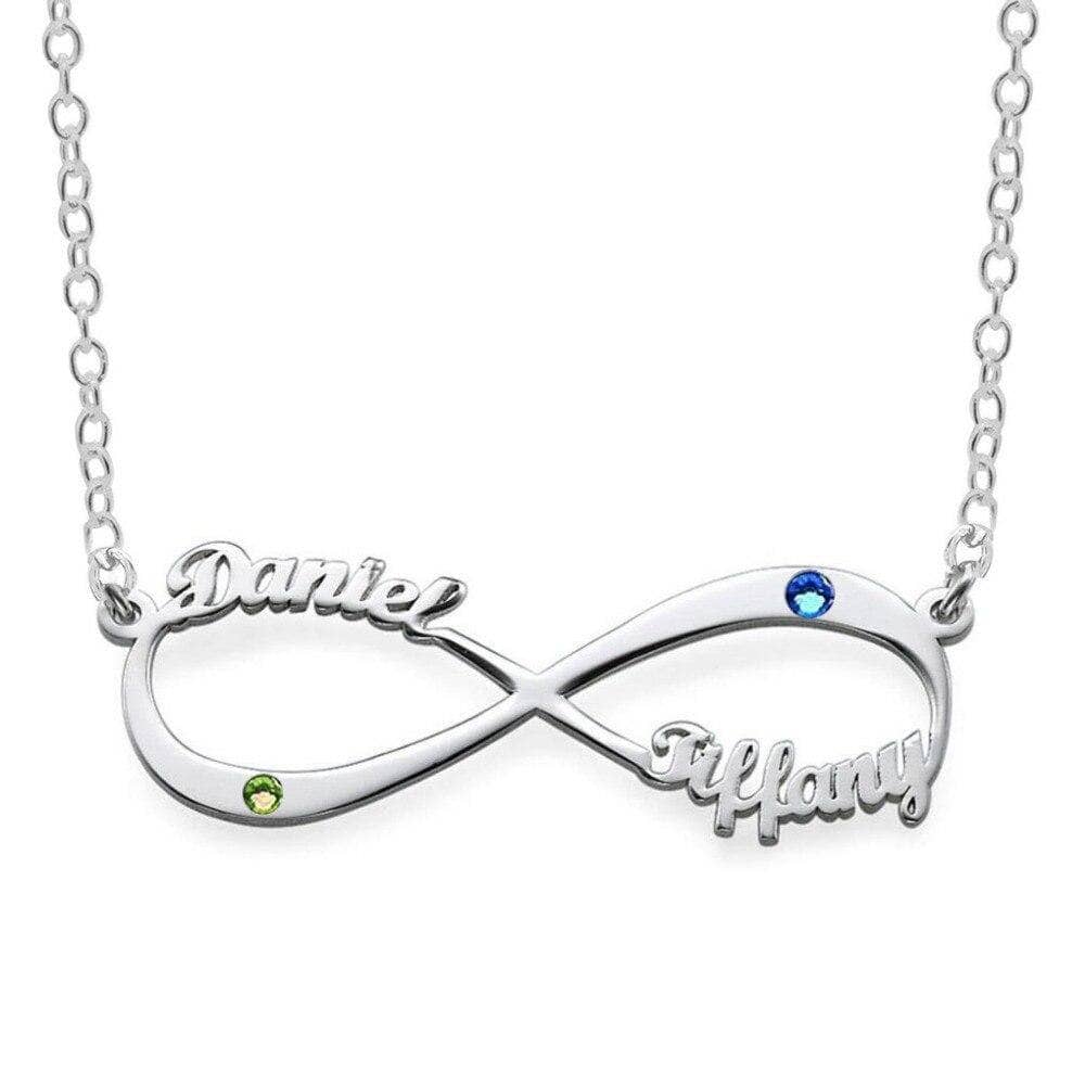 Personalized Two-Names Infinity Necklace-Black Diamonds New York