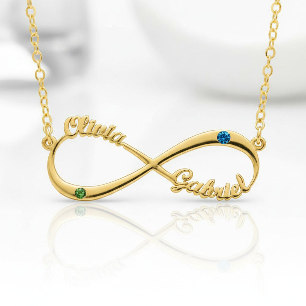 Personalized Two-Names Infinity Necklace-Black Diamonds New York