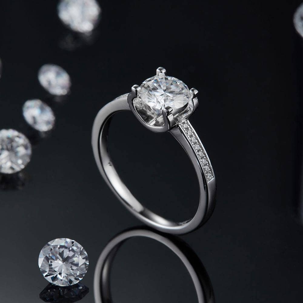 Petite Milgrain Engagement Ring With Moissanite Diamonds - Black Diamonds New York