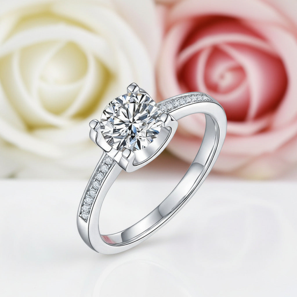 Petite Milgrain Engagement Ring With Diamonds-Black Diamonds New York