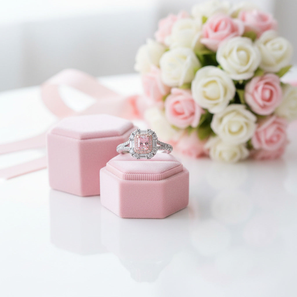 Pink Cushion Cut Diamond Option Engagement Ring-Black Diamonds New York